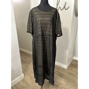 NWT Tea n Rose Tiered Lace Short Sleeve Black‎ Dress Plus Wedding Guest Size 3X